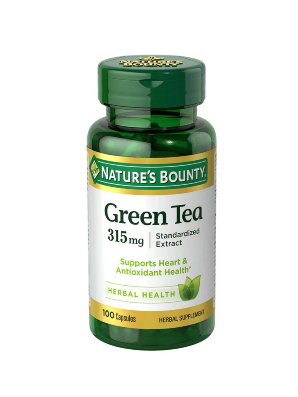 Nature's Bounty Green Tea Extract Herbal Supplement 315mg 100 Capsules